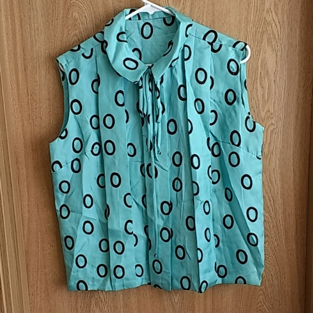 Vintage Blue and Black Blouse